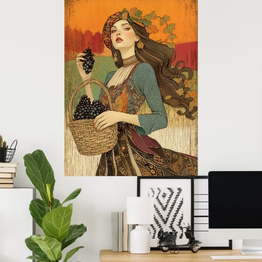 *~* FD2 Fall Mädchen Herbst Retro Trauben 5 Poster (Heimbüro)