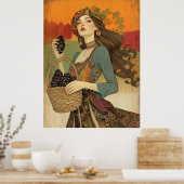 *~* FD2 Fall Mädchen Herbst Retro Trauben 5 Poster (Küche)