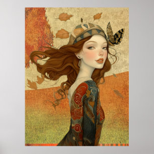 *~* FD2 Fall Whimsical Girl Herbst Retro 10 Poster