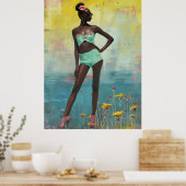 *~* FD2 Fett Tropische schwarze Frau Bun 14 Poster (Küche)