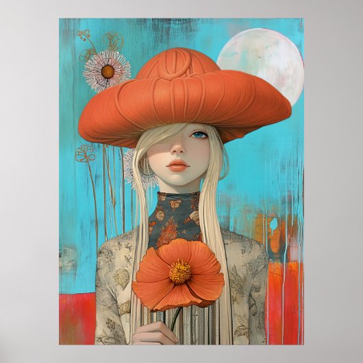 *~* FD2 Floral Fall Girl Herbst Hat Retro 23 Poster (Vorne)