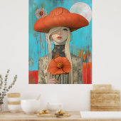 *~* FD2 Floral Fall Girl Herbst Hat Retro 23 Poster (Küche)