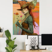 *~* FD2 Floral Fall Girl Herbst Retro Hat 22 Poster (Heimbüro)