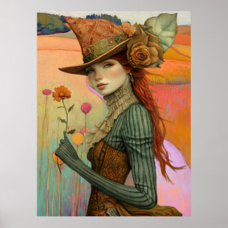 *~* FD2 Floral Fall Girl Herbst Retro Hat 22 Poster