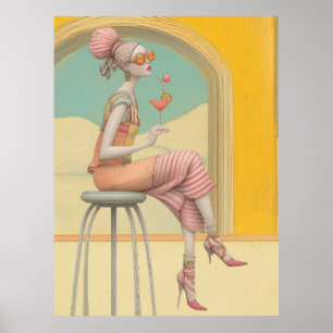 ^~* FD2 Glam Bohemisch Boho Cocktail Frau 5 Poster