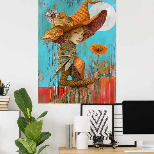 *~* FD2 Retro Floral Fall Girl Herbst Hat 20 Poster (Heimbüro)