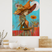 *~* FD2 Retro Floral Fall Girl Herbst Hat 20 Poster (Küche)