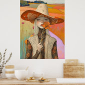 *~* FD2 Retro Floral Fall Girl Herbst Hat 26 Poster (Küche)