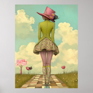 FD2 Retro Whimsical Mädchen Kunst Vintage Floral 1 Poster