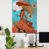 *~* FD2 UMBRELLA Fall Girl Herbst Retro 28 Poster (Heimbüro)
