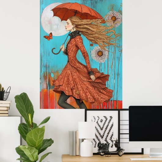 *~* FD2 UMBRELLA Fall Girl Herbst Retro 28 Poster (Heimbüro)