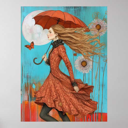 *~* FD2 UMBRELLA Fall Girl Herbst Retro 28 Poster (Vorne)