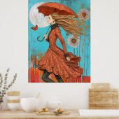 *~* FD2 UMBRELLA Fall Girl Herbst Retro 28 Poster (Küche)