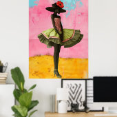 *~* FD2 Vibrant Tropical Black Goddesses Hat 29 Poster (Heimbüro)