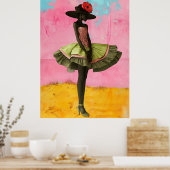 *~* FD2 Vibrant Tropical Black Goddesses Hat 29 Poster (Küche)