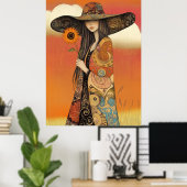 *~* FD2 Whimsical Fall Girl Herbst Retro Hat 11 Poster (Heimbüro)