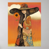 *~* FD2 Whimsical Fall Girl Herbst Retro Hat 11 Poster (Vorne)