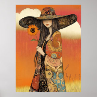*~* FD2 Whimsical Fall Girl Herbst Retro Hat 11 Poster