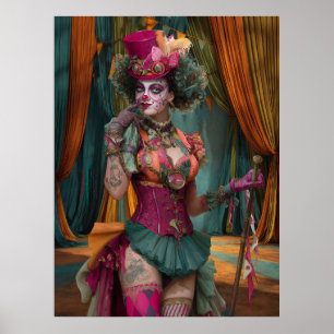 FD2 Zirkus Clown Kunst 12 Vintage Retro Karneval K Poster