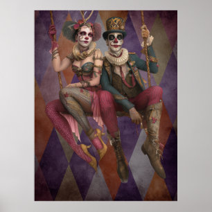 FD2 Zirkus Clown Kunst 30 Vintage Retro Karneval Poster