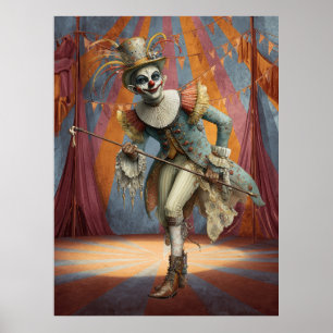FD2 Zirkus Clown Kunst 3 Vintage Retro Karneval Ku Poster