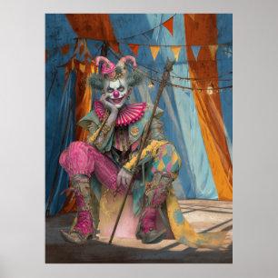 FD2 Zirkus Clown Kunst 6 Vintage Retro Karneval Ku Poster