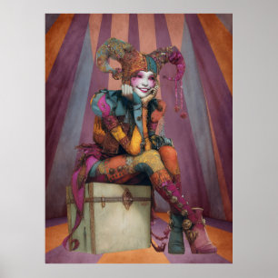 FD2 Zirkus Clown Kunst Vintage Retro Karneval Kun Poster