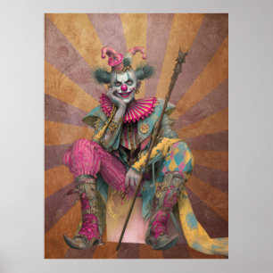 FD2 Zirkus Clown Kunst Vintage Retro Karneval Kuns Poster