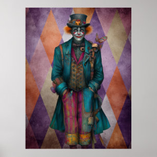 FD2 Zirkus Clown Kunst Vintage Retro Karneval Kuns Poster