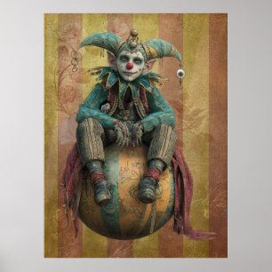 FD2 Zirkus Clown Kunst Vintage Retro Karneval Kuns Poster