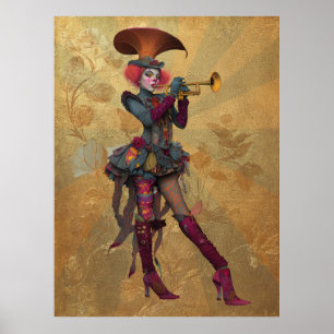 FD2 Zirkus Clown Kunst Vintage Retro Karneval Kuns Poster