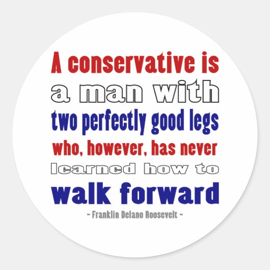 FDR definiert Konservative dunkler Runder Aufkleber (Vorderseite)
