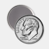 FDR-Dime-Münzmagnet. Magnet (Vorderseite/Rückseite)