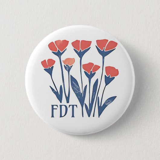 FDT Floral Wreath Subtle Feminine Boho Anti-Trump Button (Vorderseite)