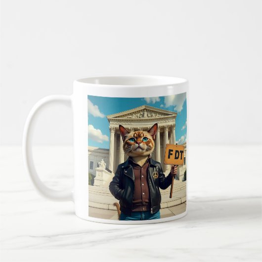 FDT-Katze in LederJacket Kaffeetasse (Links)
