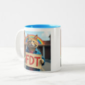 FDT Katze mit Regenbogen Zweifarbige Tasse (Vorderseite Links)