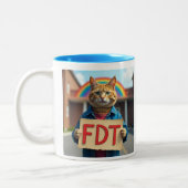 FDT Katze mit Regenbogen Zweifarbige Tasse (Links)