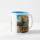 FDT Katze mit Regenbogen Zweifarbige Tasse (VorderseiteRechts)