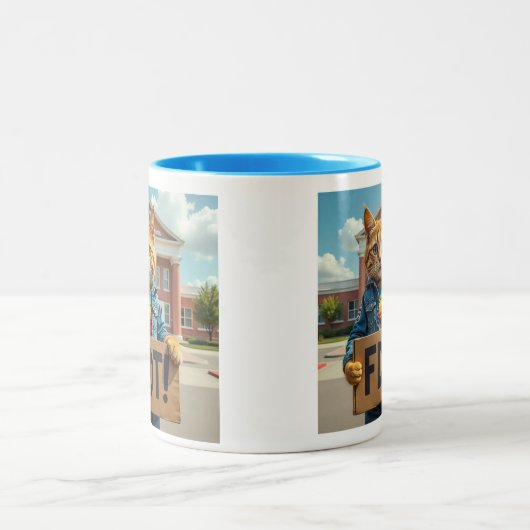 FDT Katze mit Regenbogen Zweifarbige Tasse (Mittel)