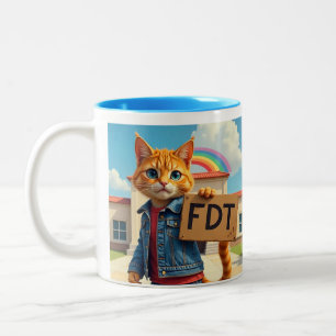 FDT Katze mit Regenbogen Zweifarbige Tasse
