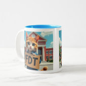 FDT Katze mit Schule für Lehrer Zweifarbige Tasse (Vorderseite Links)