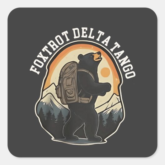 FDT Resist Bear Foxtrot Delta Tango Quadratischer Aufkleber (Vorderseite)