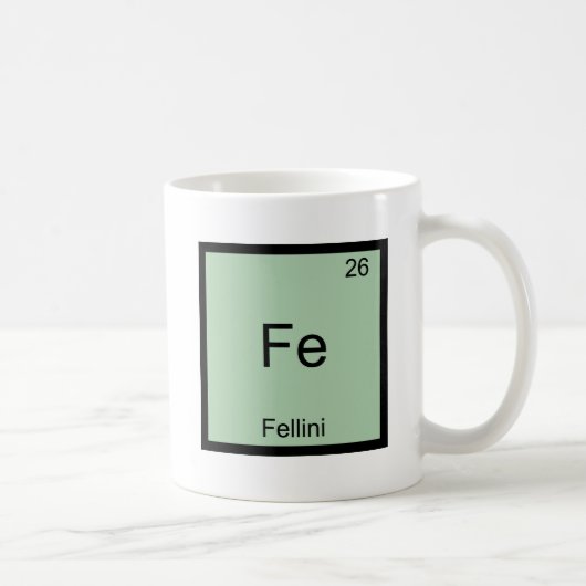 Fe - Fellini Funny Chemistry Element Symbol T-Shir Kaffeetasse (Rechts)