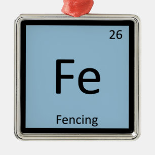 Fe - Fencing Sports Chemistry Periodic Table Silbernes Ornament