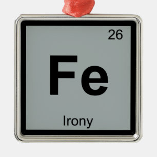 Fe - Irony Chemistry Periodic Table Symbol Silbernes Ornament