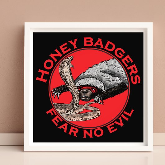 Fear no Evil Badass Honey Badger Red Animal Art Fotodruck