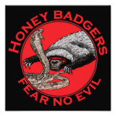 Fear no Evil Badass Honey Badger Red Animal Art Fotodruck (Vorne)