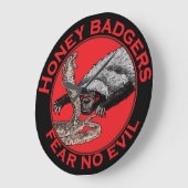 Fear no Evil Badass Honey Badger Red Animal Art Große Wanduhr (Winkel)