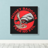 Fear no Evil Badass Honey Badger Red Animal Art Leinwanddruck (Insitu (Holzboden))