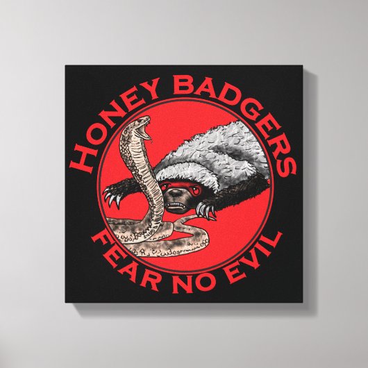 Fear no Evil Badass Honey Badger Red Animal Art Leinwanddruck (Vorderseite)